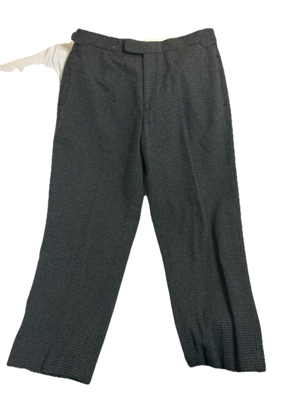 Polo Ralph Lauren Trousers Mens 35/30  Grey Black  Herringbone Wool Blend Cuff